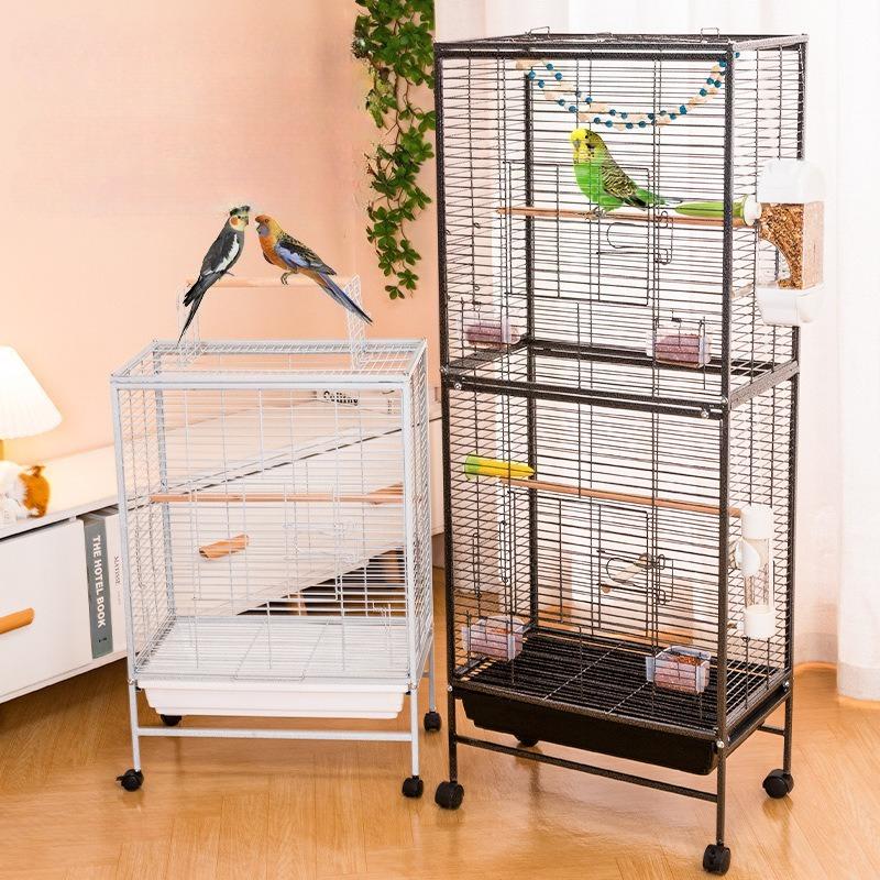 Luxury Bird Cage Large Parrot Birds Cages Accessories Drawer Wheels Birds Houses Lock Parrots Pigeon Feeder Birdcage Supplies
