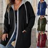 Plus Size Fake Two-Piece Hooded Cardigan with Pockets & Drawstring Long Chic Fall/Winter Women's Coat