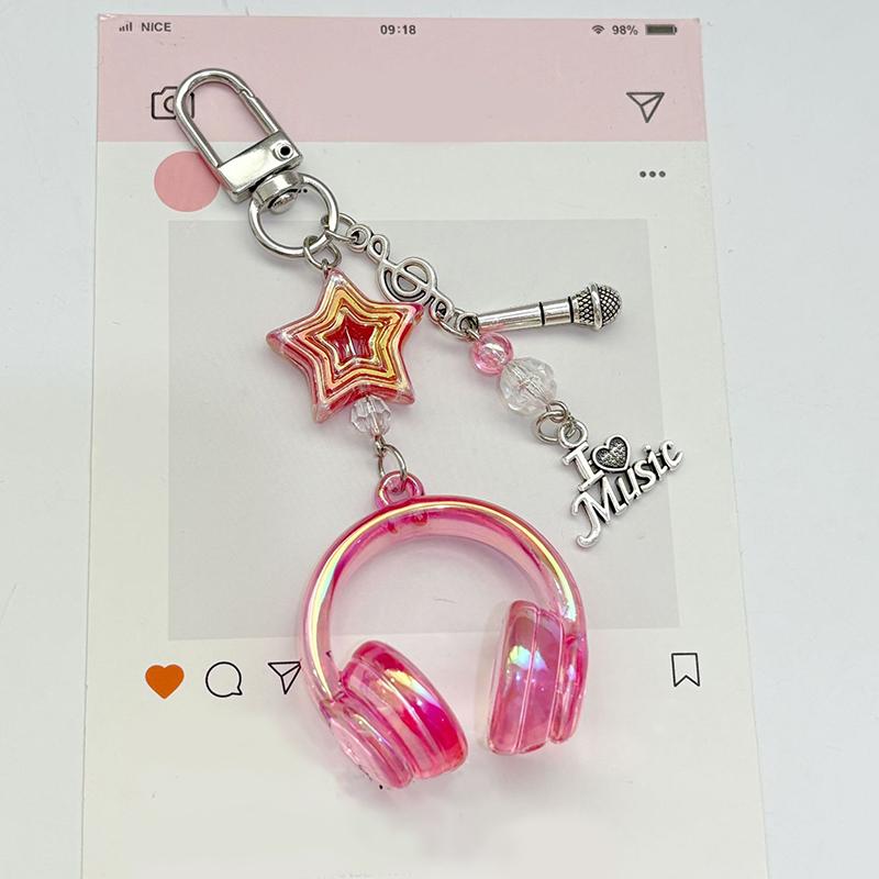 1PC Bag Charms Cute Ornament Y2K Bag Pendants DIY Accessories 3D Earphone Shape Candy Color Keychains Creative Multicolor