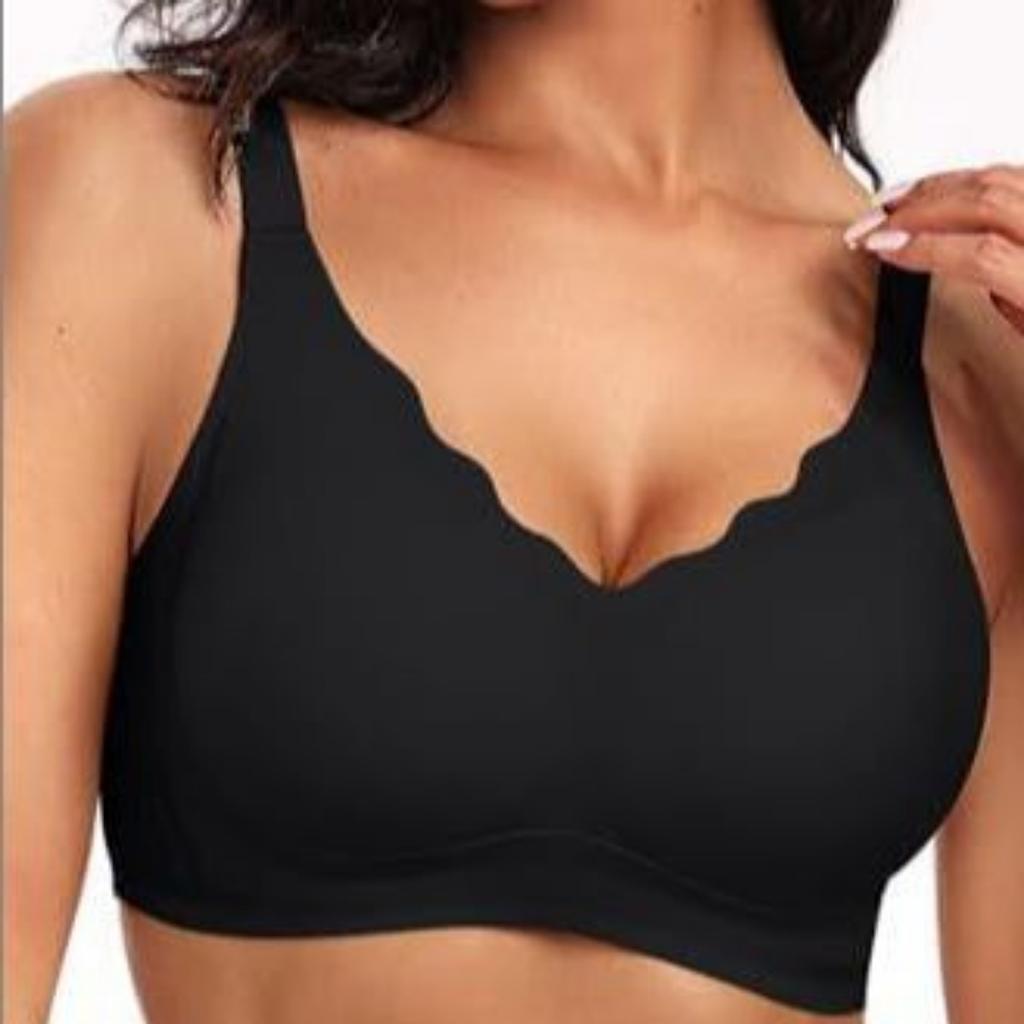 Women's Comfortable Wireless Bra - Seamless Soft V-neck Full Coverage with Removable Pad, Breathable Daily Casual Underwear, Machine Washable