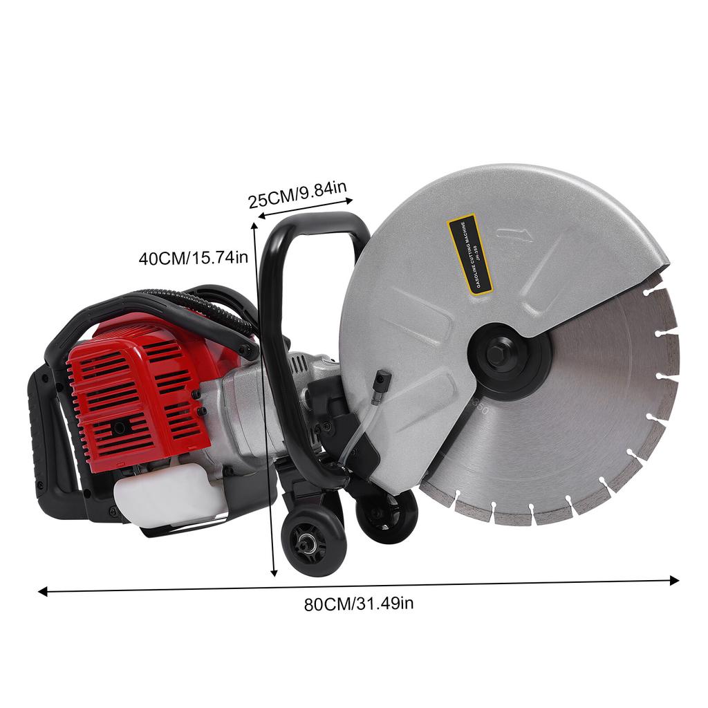 Gasoline Power Circular Saw For Cement Granite Asphalt Two Stroke Wet Cut Machine With Water Hose And Adjustable Depth