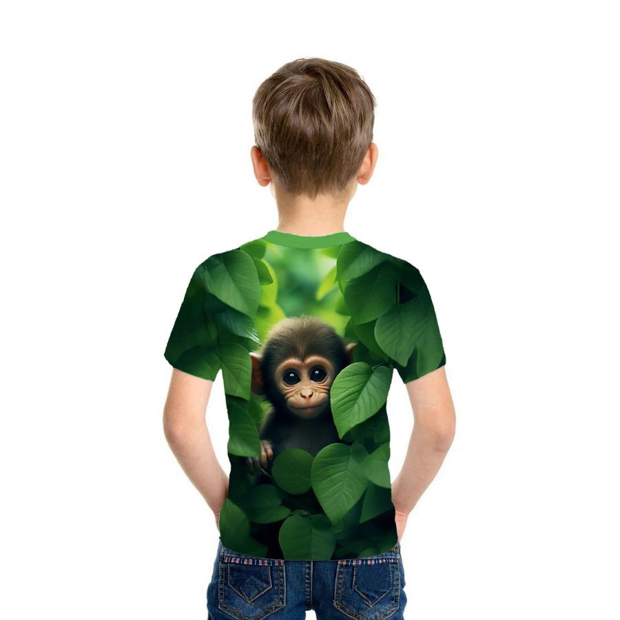 Children's Clothing T-Shirts for Boys Short Sleeve Boy Child Tee Shirt Girl Top 3D Monkey Print Funny Casual Kids Summer Clothes