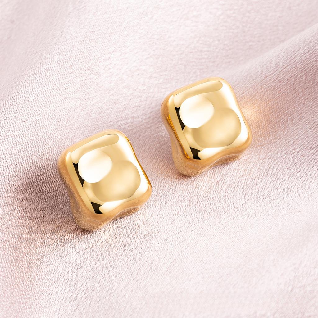 Fashion Personalized Titanium Steel Stud Earrings Three-dimensional Square Concave-convex Earrings Women's Versatile Atmospheric Earrings