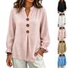 Women's V Neck Button Front Long Sleeve Blouse for Work and Casual