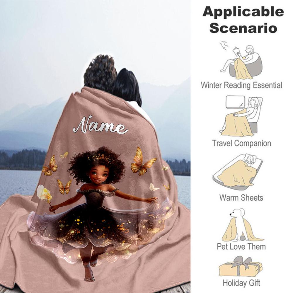 Beautiful Girl Customize Text Blanket Multi-purpose Personalized Blanket Warmthful Decor Perfect for Living Room Bedding Nap Picnics