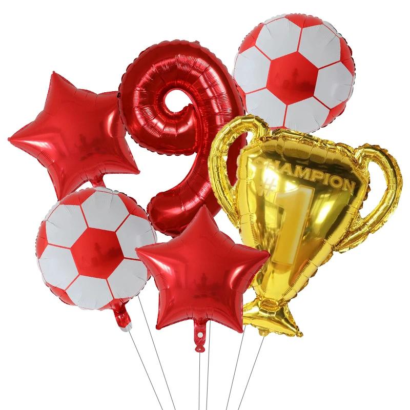 

6pcs Boys Football Trophy Helium Balloons Birthday Party Decorations Children s Gifts 32inch Green Blue Red Digit Number Balloon Other