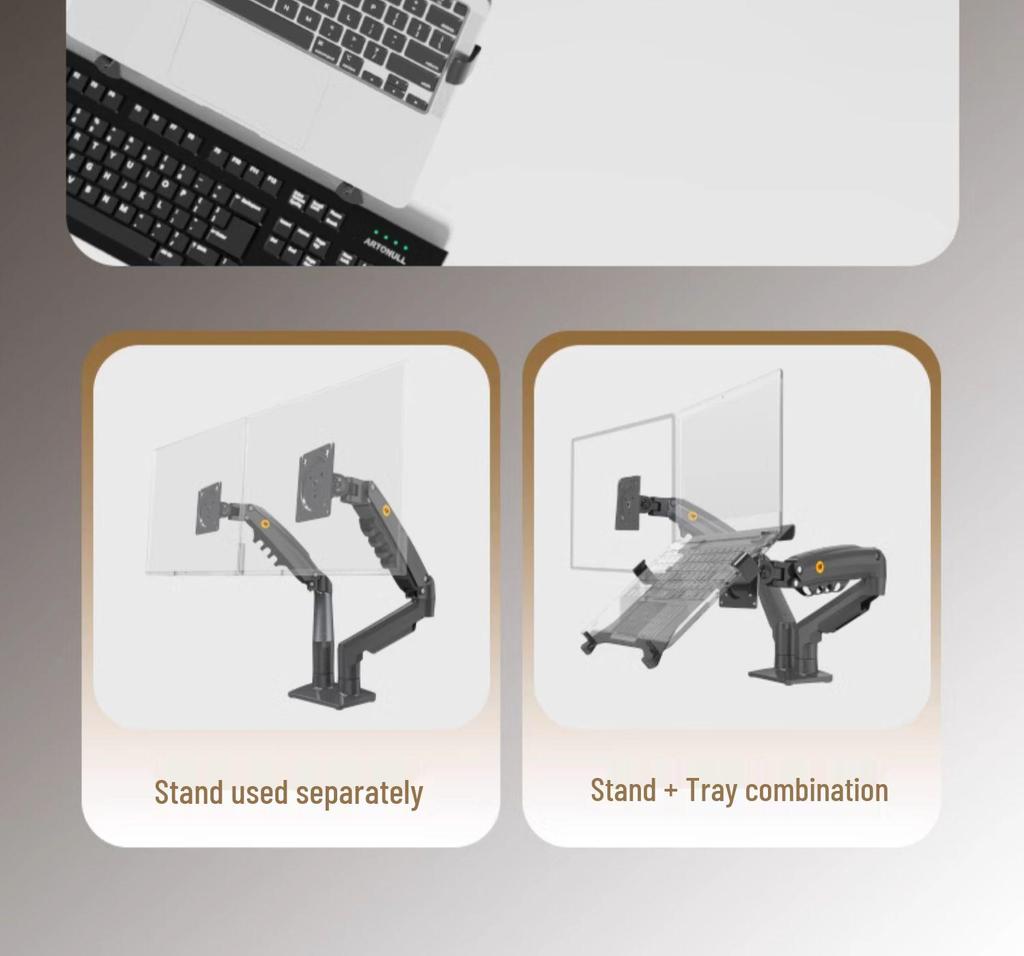 Dual Monitor & Laptop Rotating Stand with Adjustable Tray Height