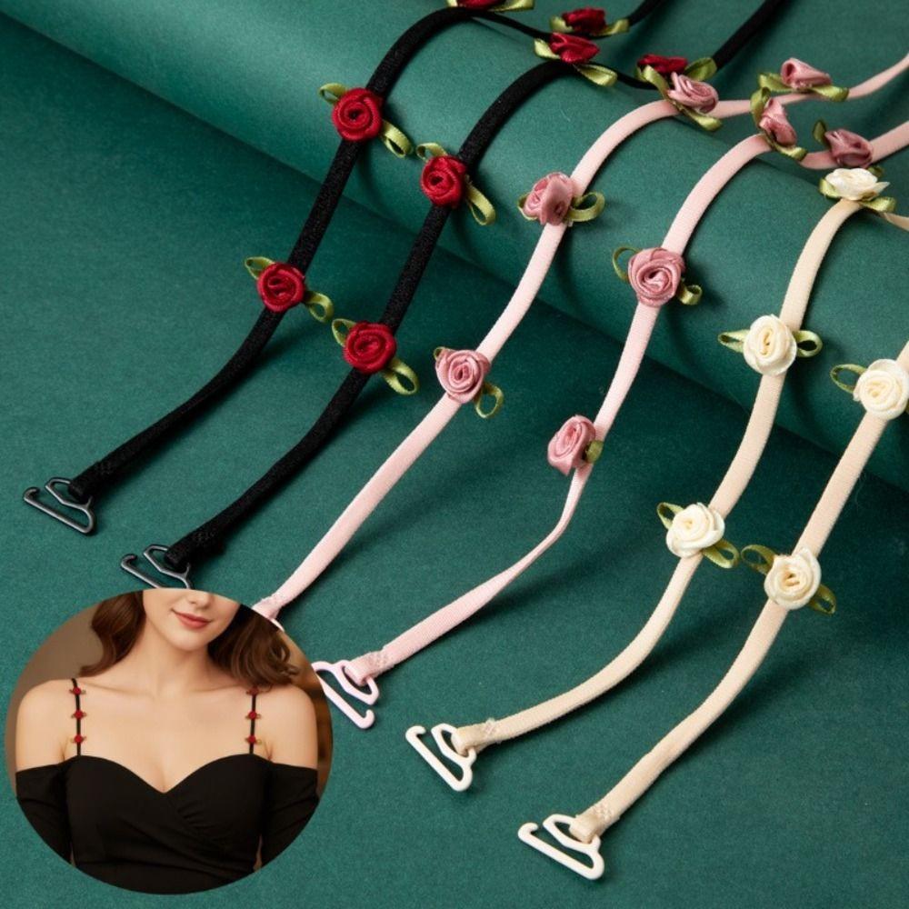Adjustable Bra Straps Elastic Rose Flower Lingerie Strap  Wedding Party Dress
