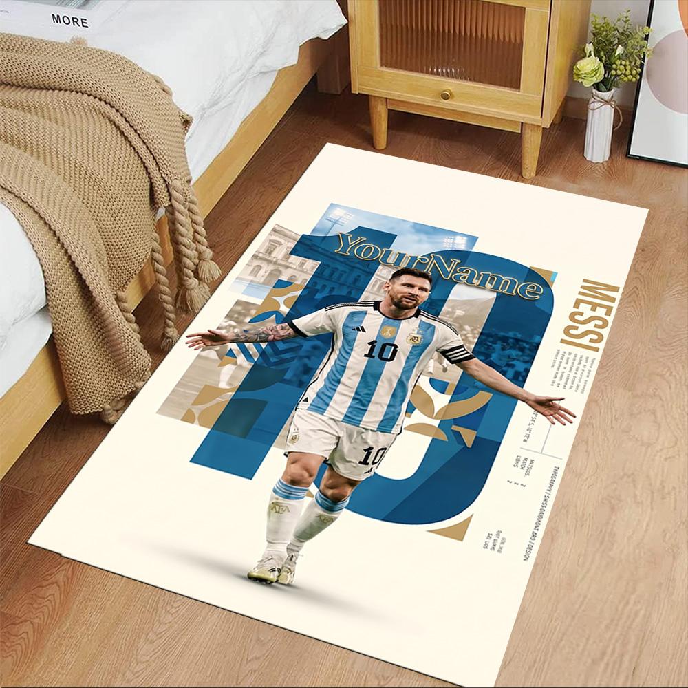 Messi Personalized Text Carpet Design for Foyer Bedrooms Entryway Playrooms Antislip Carpet Anime Office Decor Perfect Birthday/Christmas Gift Idea