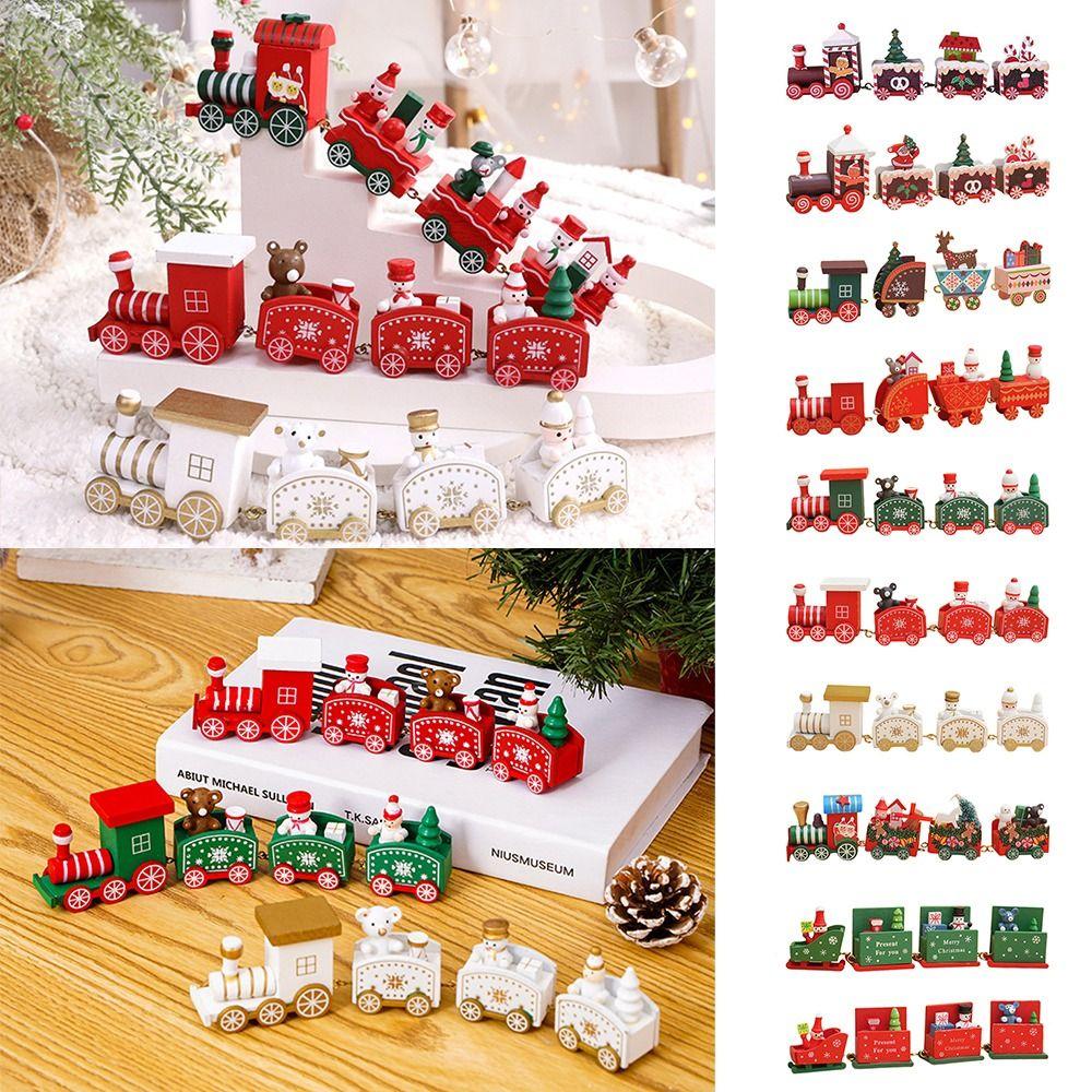 Multicolor Christmas Train Cartoon Animal Mini Christmas Tree Train  Ornament