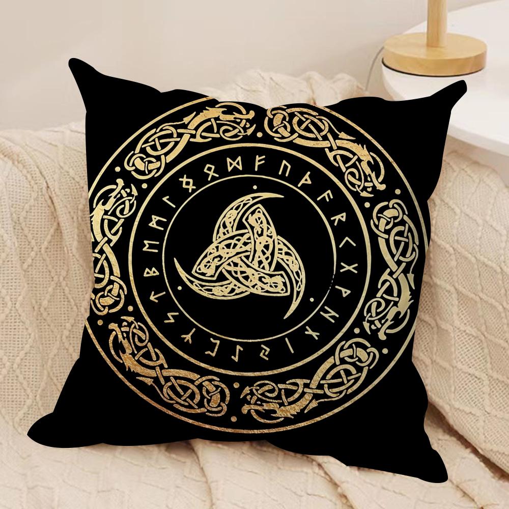 Pattern VVikingS AAmuletS Cushion Cover Short plush Doublesided Print Square Throw Pillow Covers Sofa Home Cushion Decor