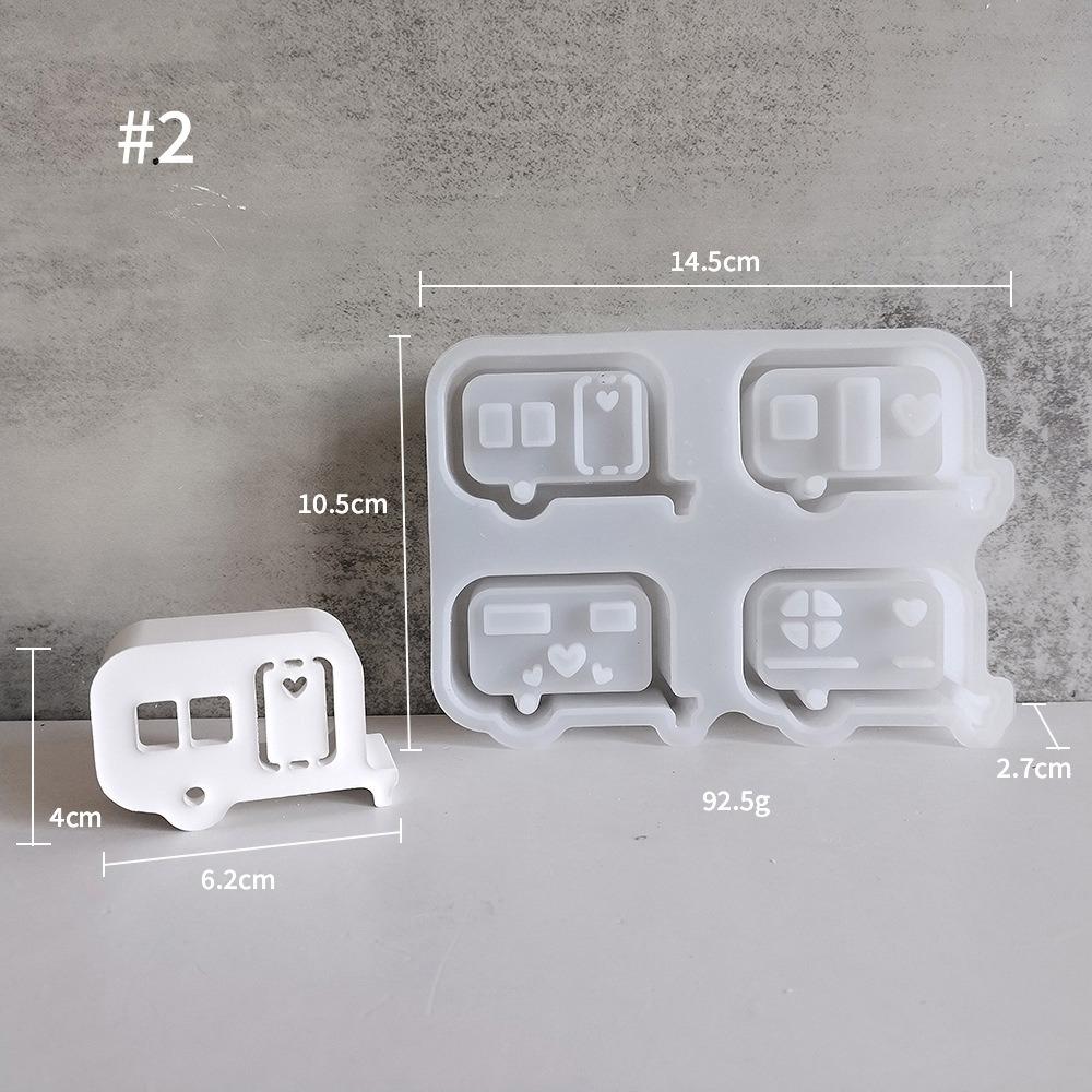 Mini Car Silicone Mold Handmade DIY Crafts Bus Silicone Mold 3D Hollow Heart Creative Bus Desktop Decorative Light Home Decor