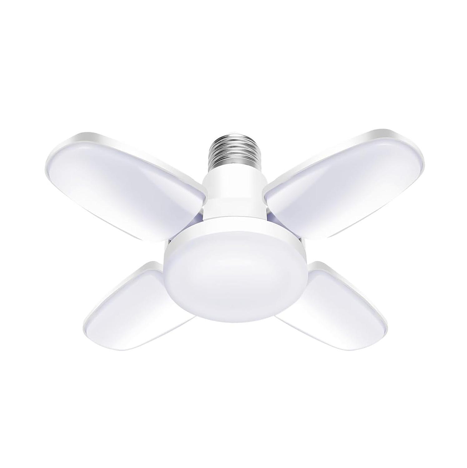 

No Flicker 60W LED Bulb E27 B22 220V SMD2835 Super Bright Foldable Fan Blade Light Adjustable Angle for Warehouse Garage E27 Warm White