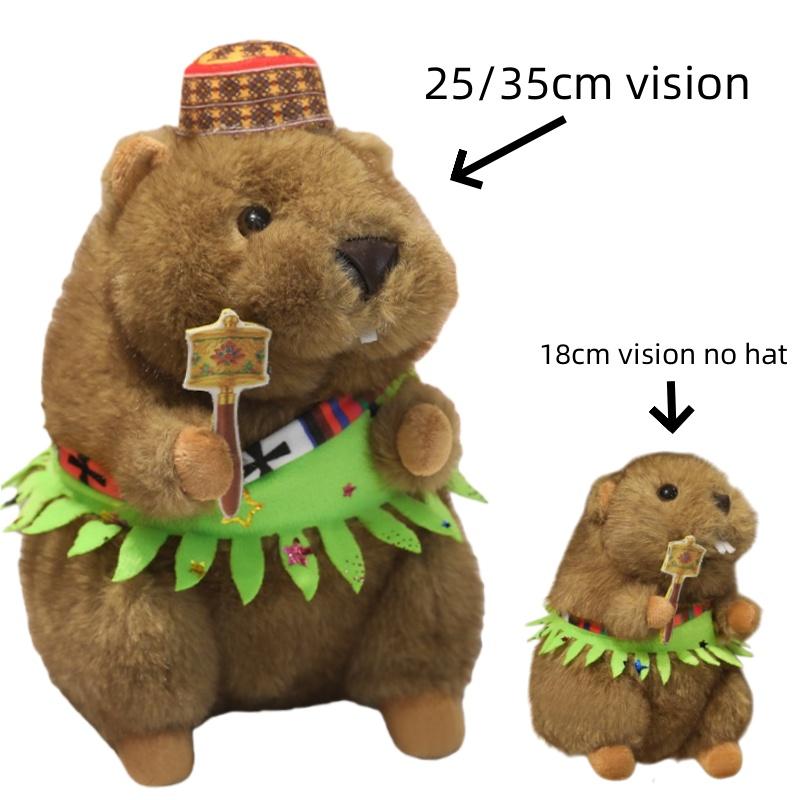 Stuffed Lifelike Mining Marmota Plush Toys Simulated Ethnic Samba Skirt Dress Groundhog Animals Hug Dolls Toys Birthday Gift