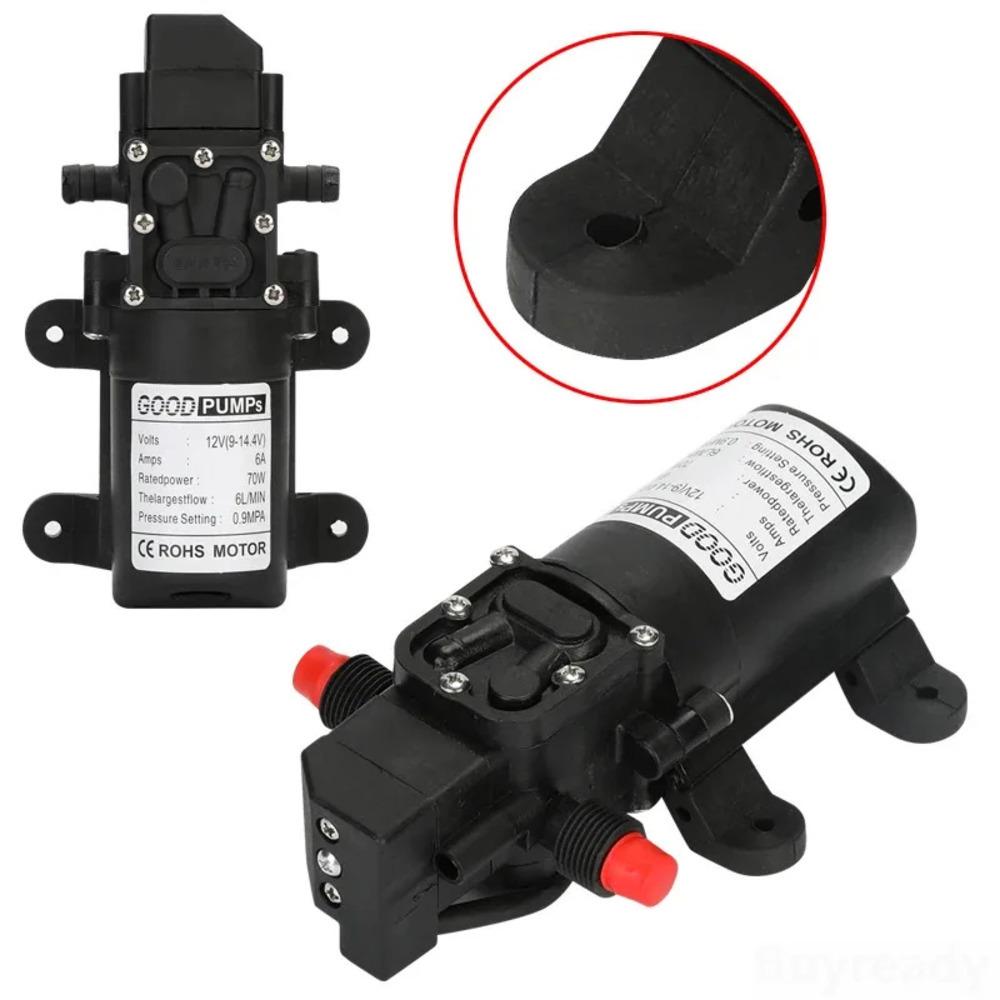 12V High-Pressure Self-Priming Diaphragm Water Pump, 130PSI, 6L/Min, Automatic Flow Switch, Safe and Compact Design