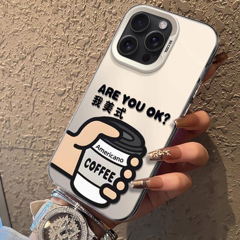Applicable To Apple iPhone16/14/13/12/11ProMax Ice American 15Pro/7/8 Mobile Phone Case Coffee