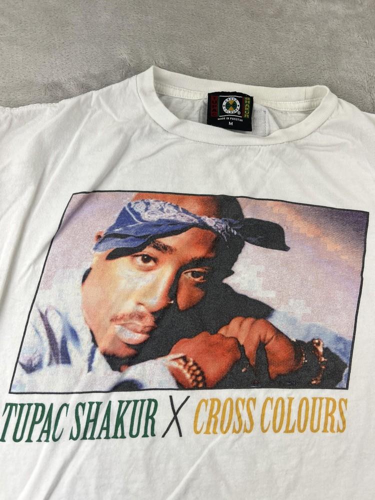Tupac Shakur Cross Colours Shirt Mens Medium Graphic Rap Tee Hip Hop Iconic Unisex T-Shirt S