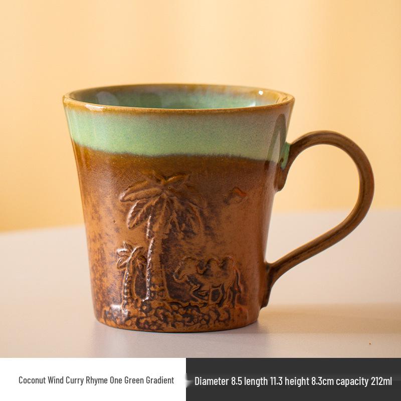 Retro Ceramic Mug: Japanese Kiln-Fired Coffee & Tea Cup