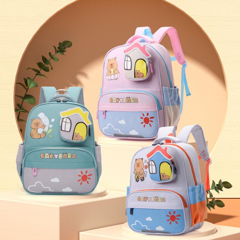Cartoon Charming Versatile Backpack For Young Kids In Soft Pastel Color Variants