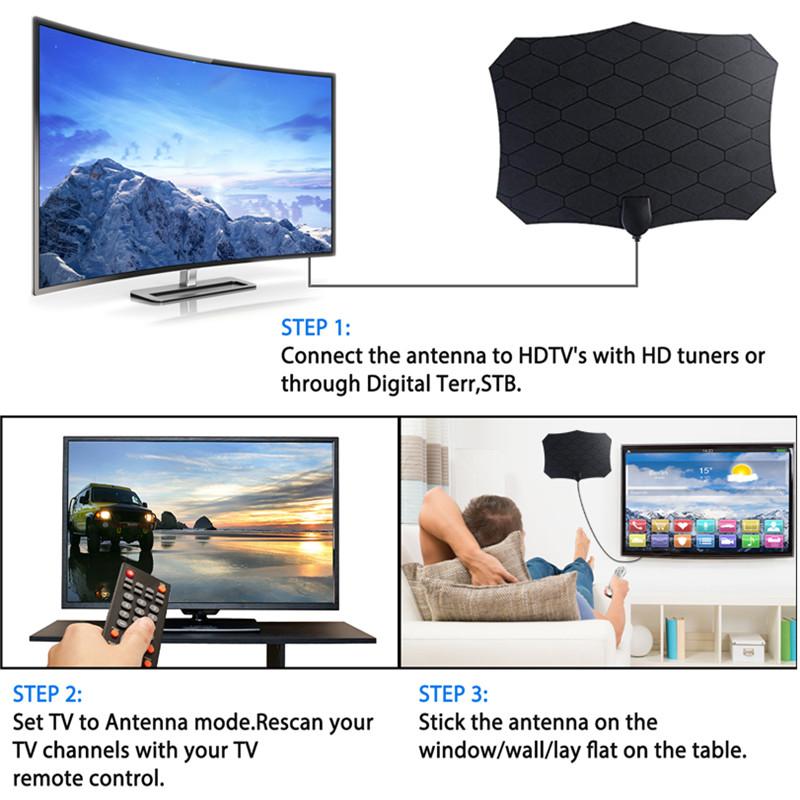4K 1080P HDTV Antenna with Amplifier Signal Booster Mini Digital TV Antenna Enhanced Reception Indoor Use