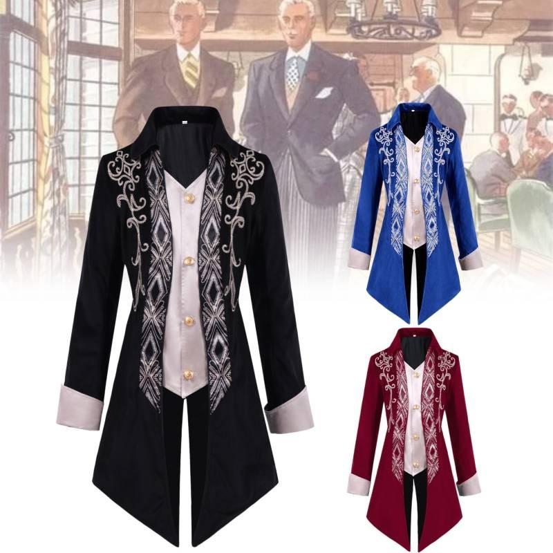 Refined Gentleman's Victorian Frock Coat In Black Red Blue For All Seasons