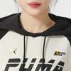 Puma Color Block Letter Hoodie Women Sweatshirt Beige 625819-87