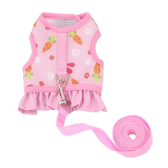 

1 комплект, поводок для домашних животных, стильный милый мультяшный узор, жилет с морской свинкой и кроликом, комплект шлейки для прогулок на открытом воздухе S розовый