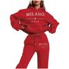MILANO Plus Size Fleece Lined Hoodie Set Women Streetwear Printed Casual Tracksuit