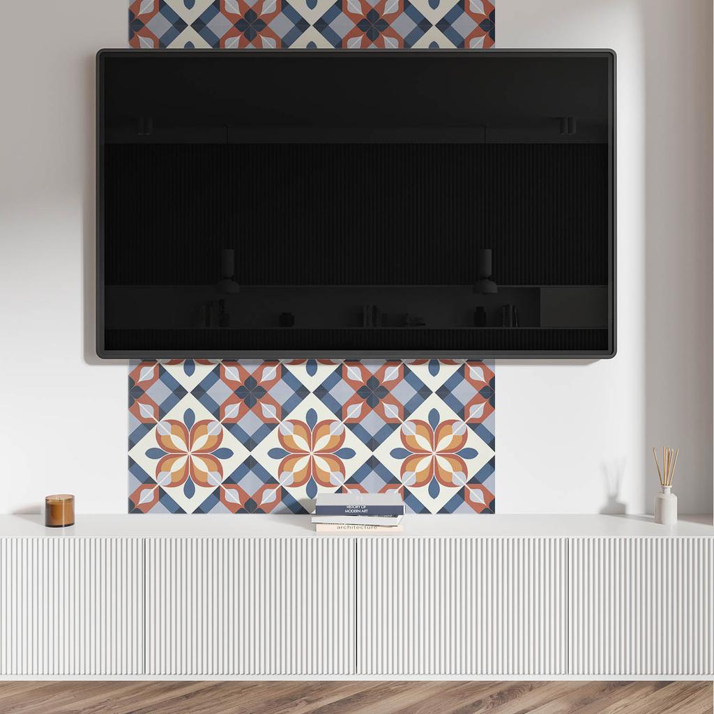 Selbstklebende Vinyl-Fliesenverkleidung Geometrisches Blumenmuster 9x30x30 cm