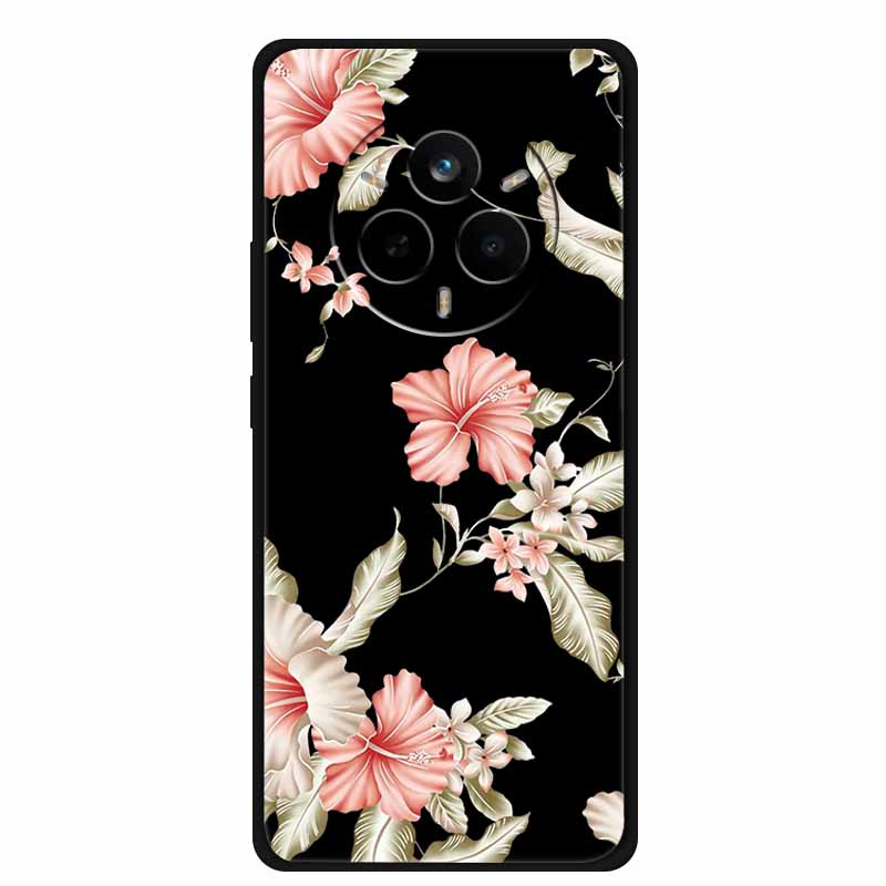 For Realme 14 Pro Case Luxury Phone Cover For Realme 14 Pro+ Cute Floral Black Silicone Soft Case TPU Funda Realme 14 Pro Plus