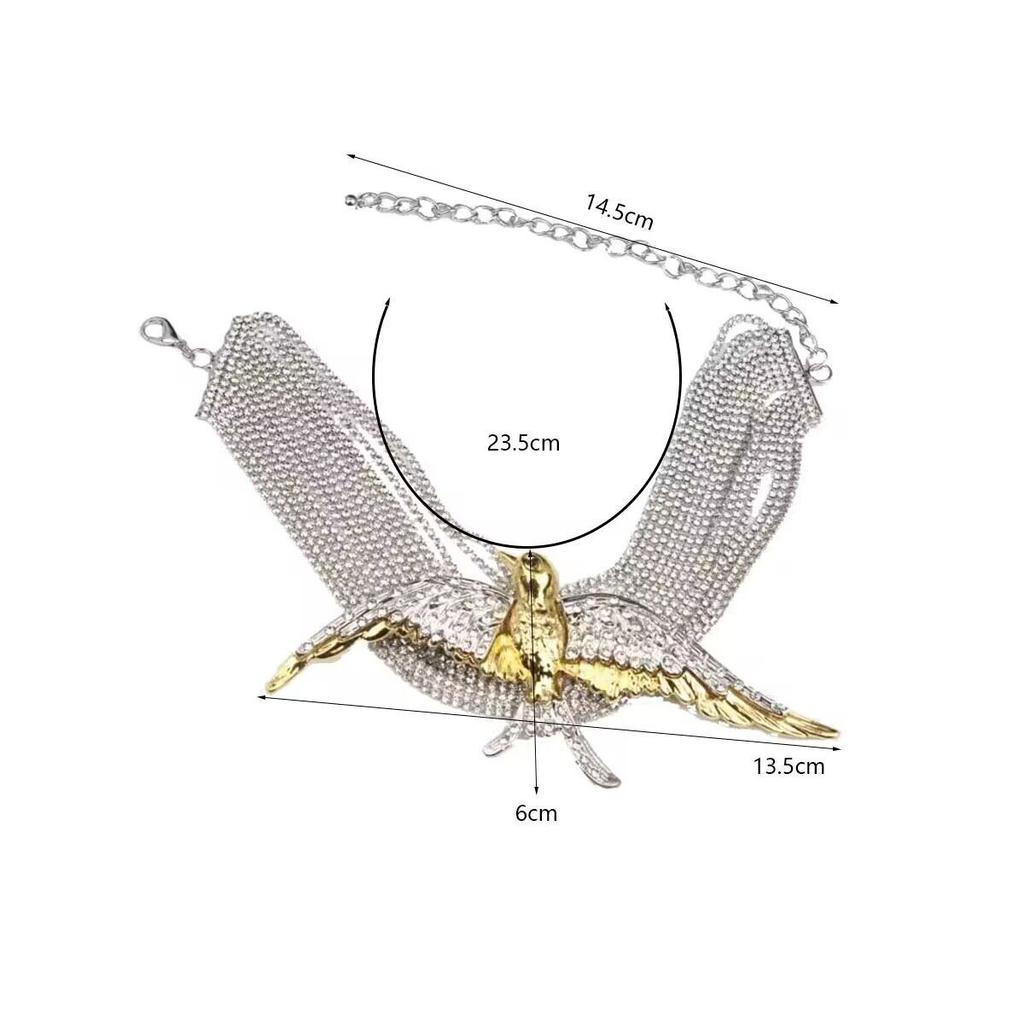 Exaggerated Retro Bird Swallow Multi-Layer Full Diamond Necklace Temperament Neck Chain Female