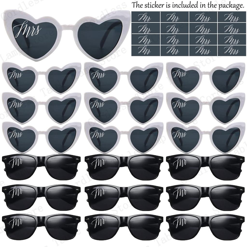 12-120 Pezzi Occhiali da Sole a Forma di Cuore per Matrimonio Occhiali Mr/Ms Sposa Regalo di Matrimonio per Ospite Occhiali a Cuore per Damigella d'Onore Bomboniera Just Married