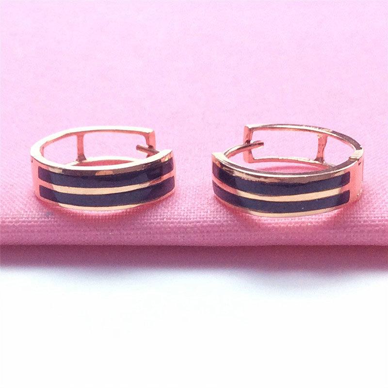 Pure Purple Gold Black Earrings, Colored Gold Women S Personalized Fashion Rose Gold-Plated Earrings.