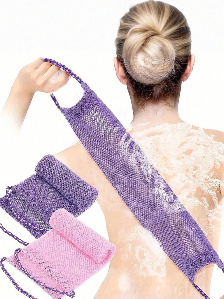Mesh Back Long Net Bath Scrub Towel , Double-Sided For Gentle, Rough , Effective Body Scrub, Back Scrubber For Shower Use