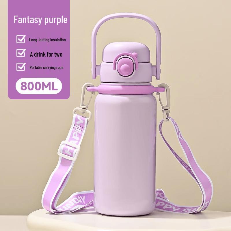OLOEY 316 Stainless Steel Dual-Drink Insulated Straw Cup for Kids