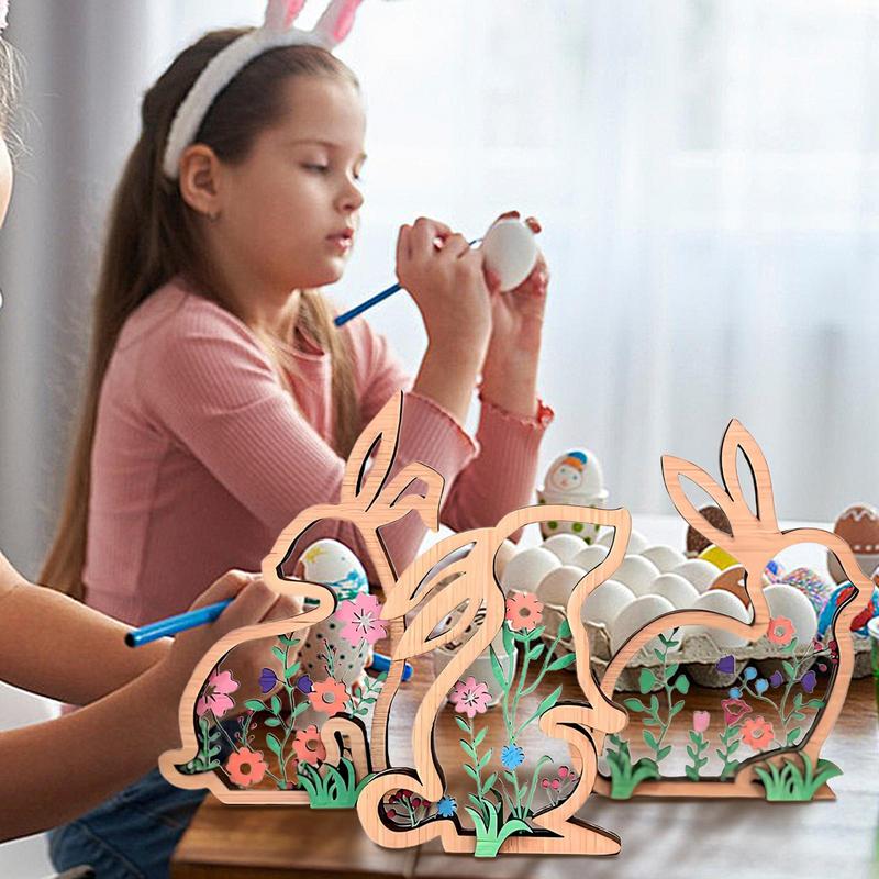 

Easter Wood Bunny Cutouts Rustic Farmhouse Table Centerpiece Wood Bunny Exquisite Colorful Easter Rabbit Shape Craft For Living United States