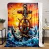 Nautical Anchor Sunset Scene Print Blanket Soft and Cozy Perfect for the Living Room Bed Sofa or a Nap,gift