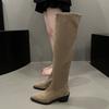 Knee high boots long boots children's autumn new square head high heel small slim elastic knight boots