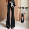 Women's High Waist Black Micro Flare Pants - Slimming Drape, Small Sizes, Bell Bottom Style for Spring/Autumn.