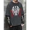 Men'S High Street Hip-Hop Dark Style Double Sleeve Print T-Shirt, a Fashionable New Arrival for Spring