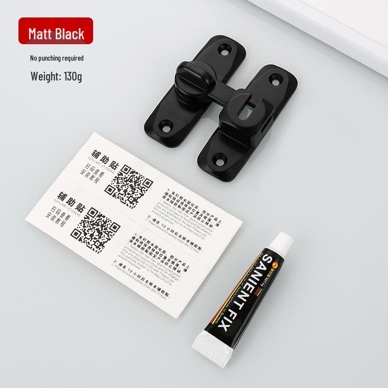 Thickened Zinc Alloy No-Drill 90° Door Latch & Sliding Bolt Lock