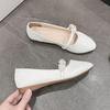 Shoes for Women White One-line Buckle Low Heel Elegant Woman Flats Mary Jane Cheap Clearance Lastest Price Casual On Offer Y2k