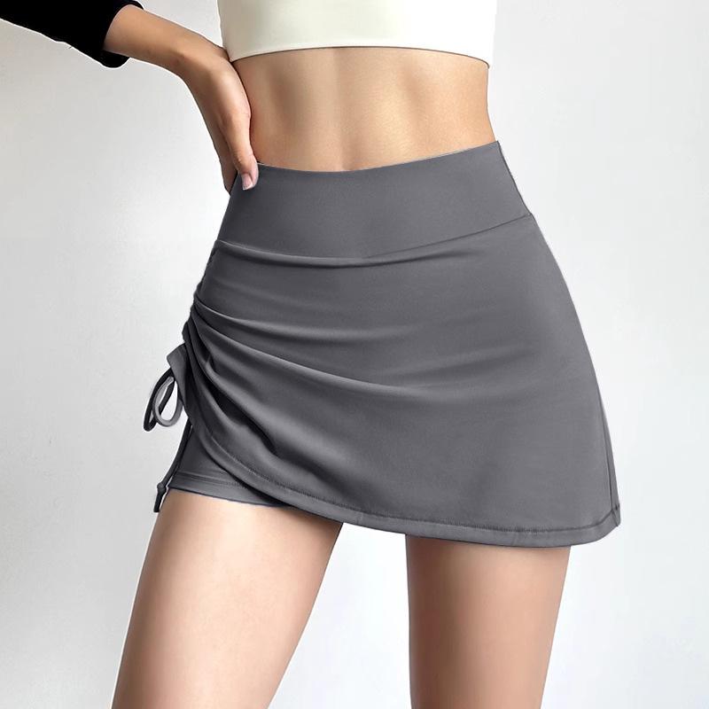 Women s Summer Tennis Skirt with Drawstring - Running, Pilates, Yoga, and Fitness Skort Shorts S морской скалы серый