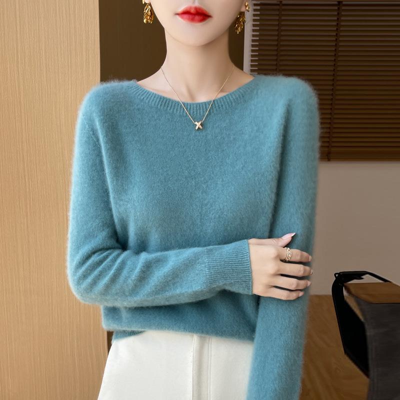 

Новый осенний простой стиль японский и корейский повседневный шерстяной свитер с круглым вырезом свободный свитер женский кардиган 2XL