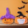 Funny Crochet Emotional Support Pumpkin Gifts Desktop Ornament Handmade Knitted Pumpkin Doll With Card Home Room Halloween Decor