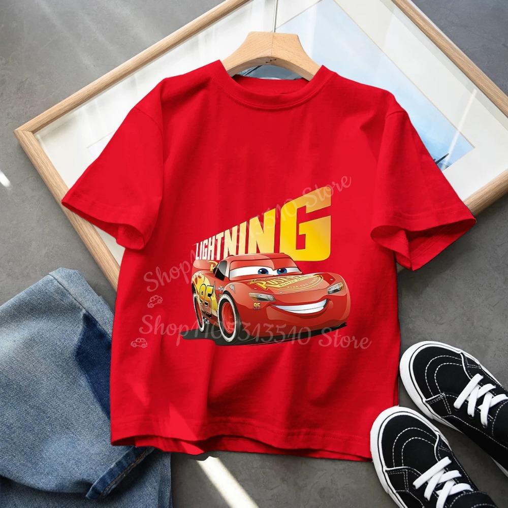 Hett 2026 Sommar Barn T-shirt Kortärmad Topp Tecknade Bilar Pixar Blixten McQueen Tryckt Pojkkläder Baby Toppar