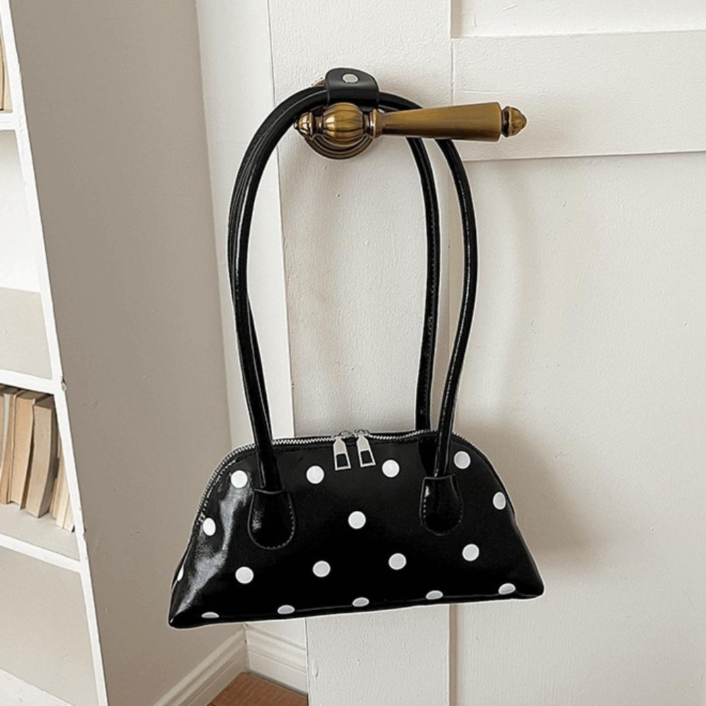 Sweet Leather Underarm Bag Lightweight Commuting Bag Cute Polka Dot Shoulder Bag Party
