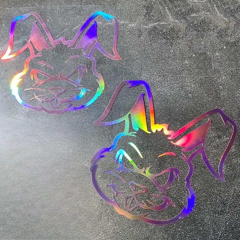 1PC Evil Rabbit Laser Motorcycle Sticker Waterproof for Motorbike Windshield Fuel Tank Fairing Helemt Box Universal Vinyl Decal