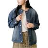 Denim Large Denim No Loose Round Denim Street [CROSSMARVELLY] Women's Jacket, Size, Jacket, Collar, Fit, Collar, Blouson, Autumn/winter, Jacket,