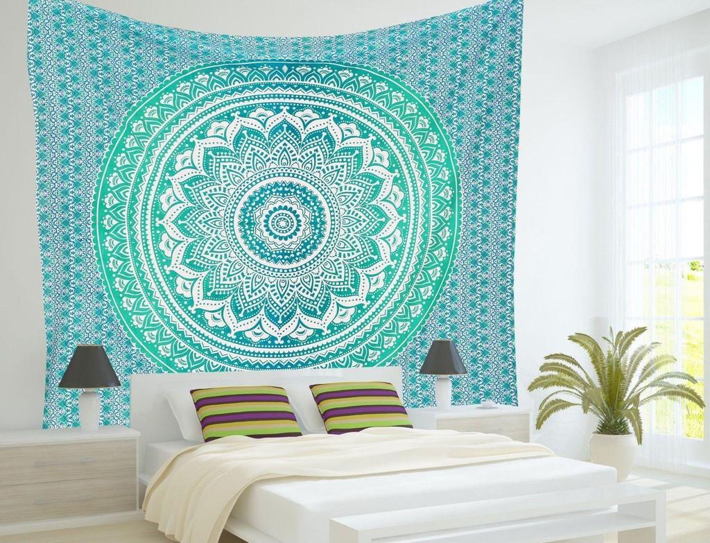Mandala Wall Tapestry, Bohemian Hippie Wall Art Decor, Tapestry Wall Art Boho, Ombre Wall Hanging Fabrics, Boho Bedroom Tapestry Gift
